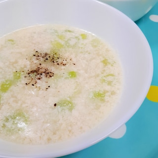 簡単！(^^)長ネギと生姜の白練りゴマ豆乳スープ♪